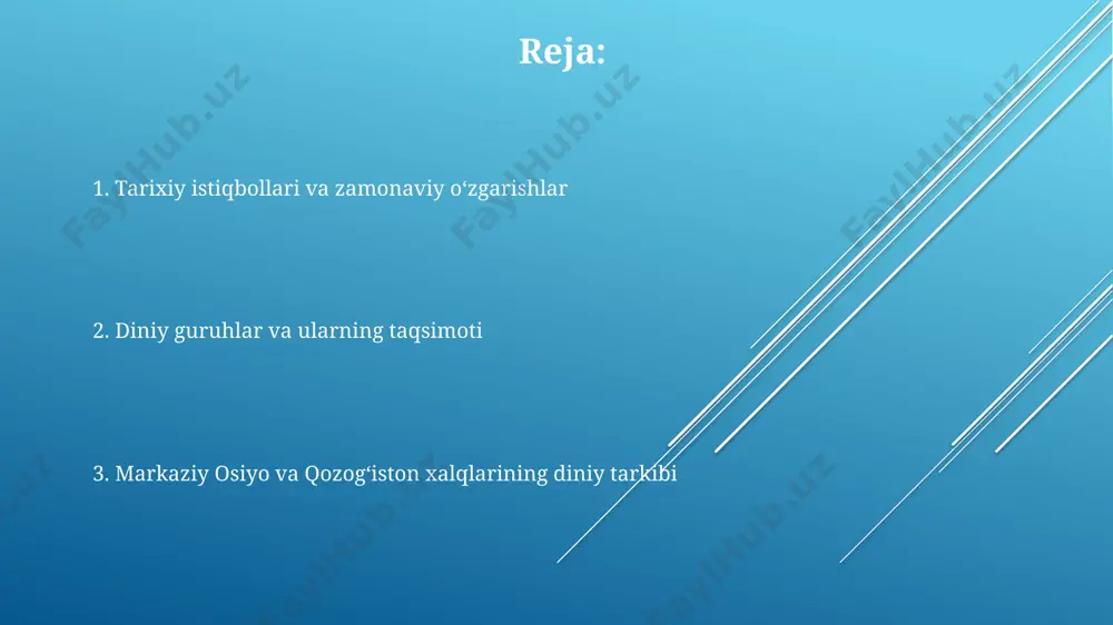 ogʻistonning shimoliy hududlarida yashaydi. din va siyosat "din va siyosat" masalasiga bag'ishlangan tadqiqotlar, ayniqsa toshkent va olmaota kabi yirik shaharlarda olib borilmoqda, ular dinlararo munosabatlar va diniy ekstremizmning oldini olishga qaratilgan 10 dan ortiq loyihalarni o'z ichiga oladi. "din va siyosat" atamasi o'zbekiston, qozog'iston va qirg'iziston kabi markaziy osiyo davlatlarida 20-asrning oxirlaridan boshlab siyosiy diskursda faol qo'llanila boshlandi, 1991-yildan keyin esa din va davlat munosabatlarini tartibga soluvchi qonunlar qabul qilindi. markaziy osiyo mamlakatlarida "din va siyosat" masalasining muhokamasi, 50 dan ortiq milliy va diniy guruhlarning mavjudligi sababli, ko'p qirrali va murakkab xususiyatga ega bo'lib, hududiy farqlar sezilarli darajada. dinning ijtimoiy-madaniy roli qirgʻizistonning janubidagi qishloqlarda 500 dan ortiq kishi ishtirok etadigan diniy tadbirlar an'anaviy taomlar bilan boyitiladi. samarqanddagi tarixiy masjidlarda 15-asrga oid devoriy rasmlar diniy marosimlar va ovqatlarning o'zaro bog'liqligini aks ettiradi. markaziy osiyo va qozogʻistondagi 30 dan ortiq etnik guruhning oshxonasi, diniy bayramlar va marosimlar orqali ijtimoiy birlikni mustahkamlaydi. islomning …