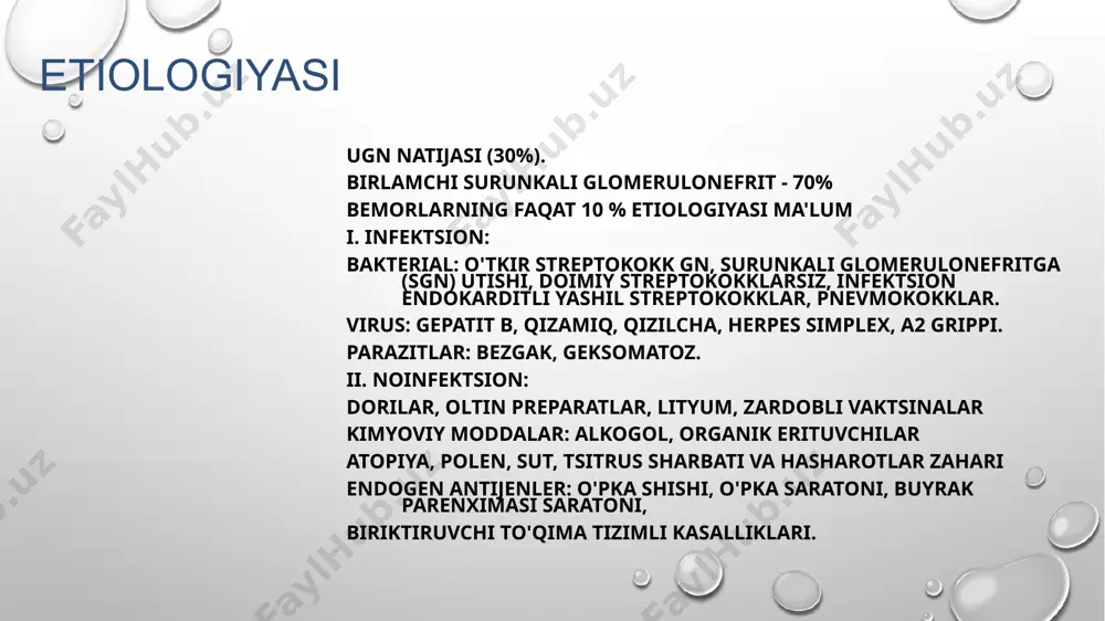 anda- tuz va suv miqdori cheklanishi kursatilgan. boshqa barcha cheklovlar ilmiy jihatdan isbotlanmagan, ma'nosiz va bemorga keraksiz muammolar tug'diradi. patogenetik davolash immunitet tizimiga ta'sir (sitostatiklar va glyukokortikoid dorilar) giperkoagulyatsiyaga ta'sir (antikoagulyantlar va antiagregantlar) yallig'lanishga ta'sir (nsyqv) image2.png image4.jpeg image3.png image5.jpeg image6.jpeg image7.jpeg image8.png image9.jpeg image10.png image11.png image12.jpeg image13.jpeg image14.jpeg image15.jpeg image1.png /docprops/thumbnail.jpeg