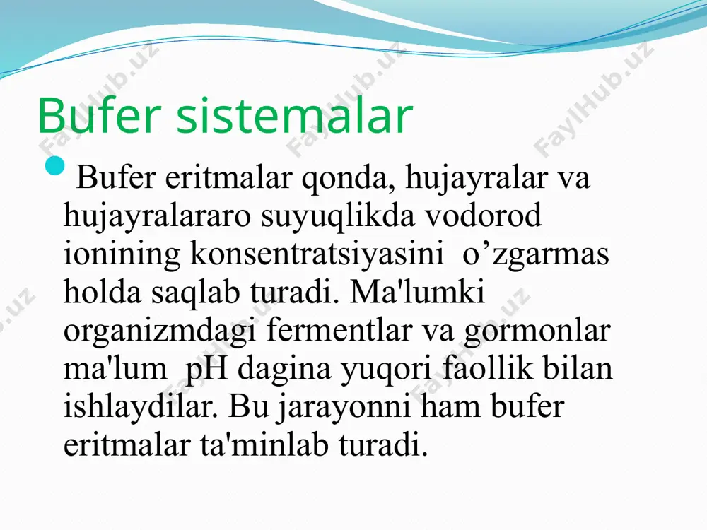 arish qobiliyatini belgilaydi. energiya turlari kimyoviy energiya — moddaning kimyoviy tabiati bilan belgilanadigan energiyadir. mexanik energiya — makro jismlarning harakatini ta’minlaydigan va shu jarayon hisobiga sodir bo‘ladigan ishni amalga oshiradigan energiya turidir. o‘z navbatida bu energiya ikki qismga bo‘linadi: kinetik energiya (ekin) — zarrachalarning harakat tezligi bilan belgilanadigan energiya potensial energiya (epot) — zarrachalarning o‘zaro joylashuvi bilan belgilanadigan energiya. issiqlik energiyasi - atom va molekulalarning betartib (xaotik) issiqlik harakati hisobiga kelib chiqadigan kinetik energiya yig‘indisidir. elektr energiyasi - elektr zaryadiga ega bo‘lgan va shu sababli elektr maydonida harakatlana oladigan zarrachalar energiyasidir. tirik organizmlarda bajariladigan ish quyidagi asosiy turlarga bo‘linadi: 1 kimyoviy ish turi — kimyoviy jarayonlar natijasida kichik molekulyar moddalardan yuqori malekulyar moddalar sintezlanishining ish miqdoridir. bunga sabab yuqori molekulyar moddalarning (oqsillar, polisaxaridlar, nuklein kislotalari va boshqalar) sintezi energiya sarfini talab qiladi va shu sababli bu jarayonlar ish bajarish bilan boradi. 2. nurlanish ish turi — hujayralarning kimyoviy energiyasi hisobiga …