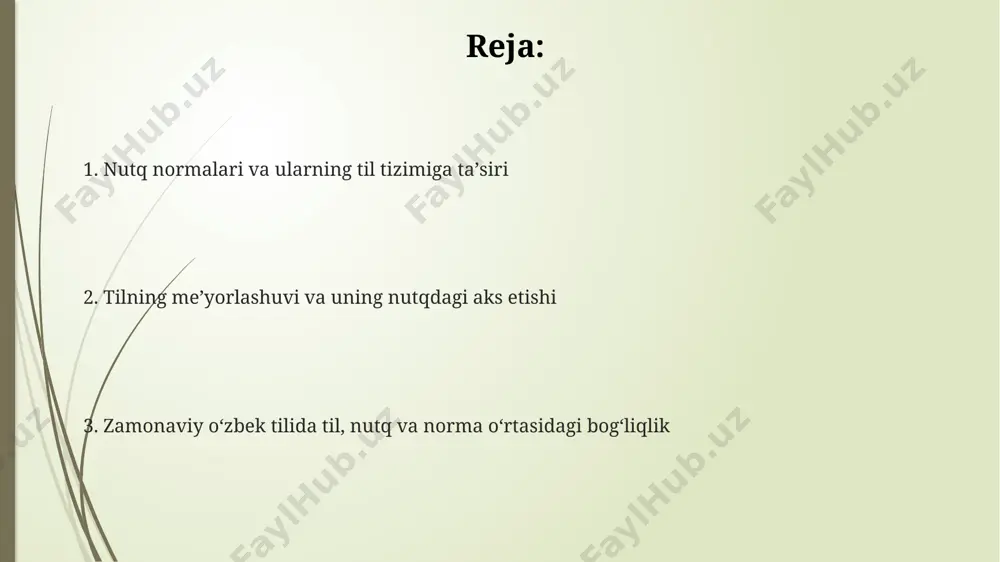 rslaridan oʻtdilar. ogʻzaki nutq normasining xususiyatlari ogʻzaki nutq normasida soʻz boyligi taxminan 15-20 ming soʻzni tashkil etadi, yozma nutqqa nisbatan ancha kam boʻlib, koʻproq kollokvial leksika va frazeologizmlar ustunlik qiladi. ogʻzaki nutqda sintaksis jihatidan sodda, qoliplashgan gap tuzilmalari (5-7 soʻzdan iborat) koʻp uchrab, murakkab grammatik konstruktsiyalar kam qoʻllaniladi. ogʻzaki nutq normasining fonetik xususiyatlarida, 2-3 ta asosiy lahja ta’siri sezilib, unda soʻzlarning talaffuzi mintaqaviy oʻzgarishlarga uchraydi. oʻzbek tilining lahjalari va ularning norma bilan munosabati normadan chetlashish darajasi har xil lahjalar uchun turlicha: ba'zi lahjalardagi farqlar minimal, boshqalarida esa ancha sezilarli boʻlib, koʻpincha 30% dan ortiq farqni tashkil qiladi. oʻzbek tilining 12 ga yaqin yirik lahjasi mavjud boʻlib, ularning fonetik, grammatik va leksik jihatdan oʻziga xos xususiyatlari normadan farq qiladi. qoraqalpogʻiston lahjasi, janubiy va sharqiy oʻzbekiston lahjalari kabi ba'zi lahjalarning adabiy tildagi ta'siri norma shakllanishida muhim rol oʻynagan. til normasining saqlanishi va oʻzgarishi lingvistik tahlillar shuni ko'rsatadiki, mahalliy shevalarning ta'siri tufayli grammatika …