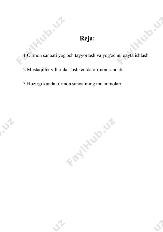 ayyorlash va ishlov berish uchun) oladi. boshqacha qilib aytganda, o'rmon sanoati bilan boshqa tarmoqlar orasida keng tarmoqlararo aloqalar mavjuddir. mustaqillik yillarida toshkent duradgorlik buyumlari zavodi, quyoshdan himoya uskunalari zavodida esa plastmassadan deraza romlari ishlab chiqaradigan sex, asakada duradgorlik buyumlari zavodi ishga tushirildi. toshkentda o'zbekiston-gretsiya qo'shma korxonasi «o'z ellas» gugurt zavodi mahsulot bera boshladi. ammo yog'och xomashyosi tanqisligi sanoatga jiddiy qiyinchilik tug'dirmoqda. vazirlar mahkamasining 1994-yil 8-fevraldagi «sanoat terakchiligini rivojlantirish va boshqa tez o'suvchi yog'ochbop daraxtlarni barpo etishga oid chora-tadbirlar to'g'risida»gi maxsus qarori o'rmon sanoatida keskin o'zgarish yasadi. qarorga muvofiq terakzorlar maydoni har yili 10 ming gektarga kengaymoqda. yaqin kelajakda har yili 5 mln m kub sanoatbop yog'och tayyorlanadi. yog'och tayyorlash korxonalari taxta tilish zavodlariga g'o'la yog'och yetkazib beradi. tilingan yog'och - taxta-mebel sanoati uchun xomashyodir. yog'och tayyorlash va yog'ochsozlik chiqindilari (shox-shabba, qipiq, payraxa, po'stloq)dan o'rmon-kimyo sanoatida spirt, moylar, bo'yoqlar ishlab chiqariladi. shu sababli o'rmon-kimyo kombinatlari qurish o'ta samaralidir. yog'och xomashyosi taqchil …
