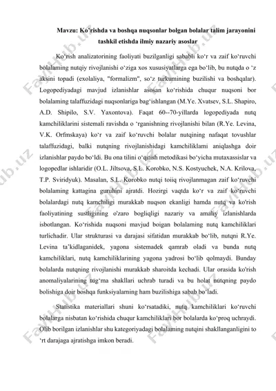 nutq kamchiliklarini o‘qitish metodikasi — DOCX