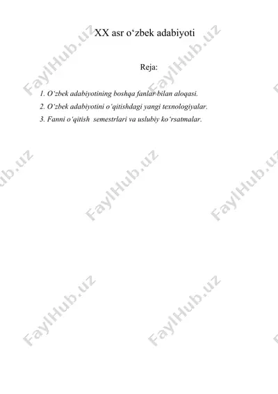 xx asr o‘zbek adabiyoti — DOC
