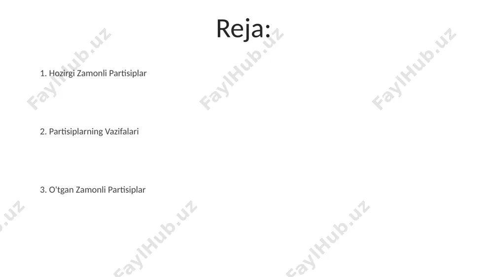 irgi zamon partisipi (-uvchi, -yotgan) fe'lning lug'aviy asosidan hosil bo'lib, harakatning davomiyligini, jarayonini bildiradi va ko'pincha 2-3 harfdan iborat qo'shimchalar bilan qo'llaniladi. o'tgan zamon partisipi (-gan, -k, -ish) esa, fe'lning o'tgan zamon shakliga asoslangan bo'lib, bajarilgan harakatni, holatini ifodalaydi va uning tarkibida 1 yoki 2 ta qo'shimcha mavjud bo'ladi. hozirgi zamondagi partisiplar ba'zi fe'llar hozirgi zamon fe'l-sifatining qo‘shimchalarini qabul qilganda o‘zakdagi tovushlar o‘zgaradi, masalan, “o‘qimoq” fe’lidan “o‘qiyotgan” shakli hosil bo‘ladi. bu o‘zgarishlar fe’lning morfologik xususiyatlariga bog‘liqdir. hozirgi zamon fe'l-sifatlari gapda turli sintaktik vazifalarni bajaradi: aniqlovchi, to‘ldiruvchi, hol va predmet sifatida. ularning gapdagi vazifasi qo‘shimchalarga va gapning umumiy tuzilishiga bog‘liq. partisiplarning to'ldiruvchi vazifasi partisiplar, 2 holatda – fe’lning 1-shaxs, 3-shaxs birlikdagi shakllaridan keyin kelgan holda, to‘ldiruvchi vazifasida ham kelishi mumkin; masalan, kitobni o‘qiyotgan talaba, yozilgan maktub. qo‘shimcha ravishdosh bilan ifodalangan to‘ldiruvchi, asosan, biror amalni bajaruvchini aniqlashtirish uchun xizmat qiladi va 1-2 ta so‘zdan iborat bo‘lishi mumkin, masalan, kulayotgan qiz, qo‘shiq aytayotgan …