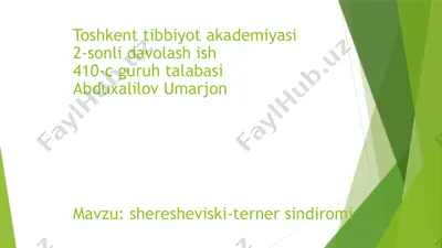 shereshevskiy-tyorner sindromi — PPTX