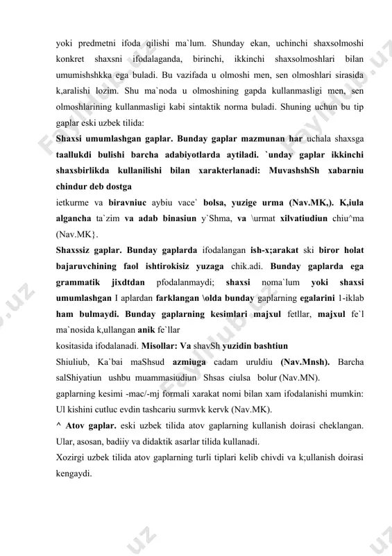 anish doirasi kengaydi. foydalanilgan adabiyotlar ro’yxati: 1. axmedov b.a. gosudarstvo koclievix uzbekov. m., 1965. 2. baskakov n.a. vvedeniye v izucheniye tyurskix yazikov. m.1969. 3. batmanov i.a. yazik yeniseyskix pamyatnikov drevnetyurskoy pismennosti. frunze, 1959. 4. borovkov a.k. leksika sredneaziatskogo tefsira xii —xtii vv. m.r izd — vo «nauka», 1963. 5. blagova g.f. tyurskoye skloneniye v arealno— istoricheskom osveshenii. m., fed —vo «nauka», 1982. 6. www.ziyonet.uz