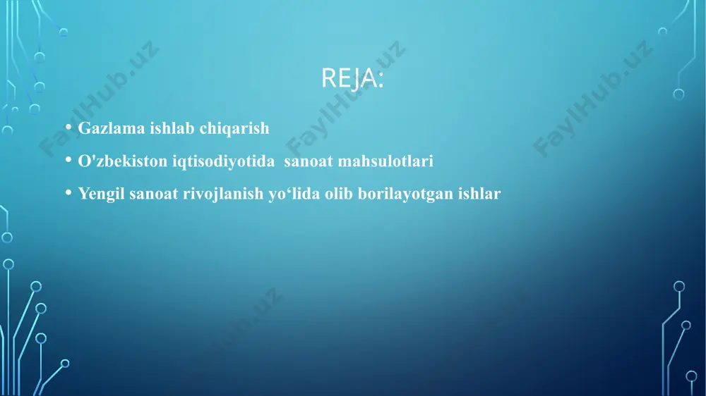 o'g'ri keladi. shu bilan birga, mazkur tarmoqda sanoat xodimlarining 32 foizi mehnat qilmoqda. yengil sanoat rivojlanish yo‘lida mustaqillik yillarida yengil sanoat mamlakatimiz makroiqtisodiy kompleksida mustahkam o‘rin egalladi. chet el investitsiyalari va zamonaviy texnologiyalarni keng jalb etish, ishlab chiqarishni modernizatsiya qilish, texnik va texnologik yangilash, kichik biznes va xususiy tadbirkorlikni rivojlantirish bo‘yicha amalga oshirilayotgan samarali loyihalar ishlab chiqarish sohasida yuqori ko‘rsatkichlarga erishishni ta’minlayotir. mustaqillik yillarida tarmoqqa 2,5 milliard dollardan ortiq sarmoya jalb etilib, 200 dan ziyod yirik investitsiya loyihasi hayotga tatbiq etildi. “o‘zbekengilsanoat” aksiyadorlik jamiyati korxonalari tomonidan qiymati 31 trillion so‘mlikdan ziyod sanoat mahsulotlari, 13 trillion so‘mlikdan ortiq xalq iste’moli tovarlari ishlab chiqarildi. korxonalarda paxta kalava va gazlama, to‘qimachilik matolari, tikuvchilik va paypoq buyumlari, ip kalava, tayyor kiyimlar bilan birga tibbiyot uchun mo‘ljallangan mahsulotlar va maxsus kiyimlar ham ishlab chiqarilmoqda. 1995-2013 yillar mobaynida yengil sanoat mahsulotining hajmi 1995-2013 yillar mobaynida yengil sanoat mahsulotining hajmi 2,7 marta ko’paydi. bunda tikuvchilik nisbatan jadalroq …