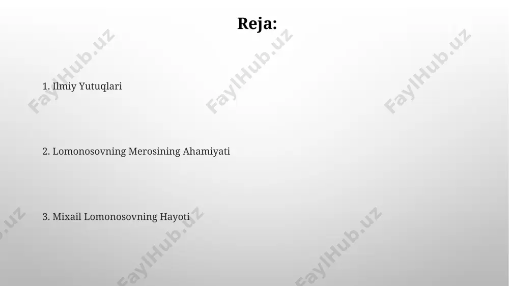 il etdi, bu esa kimyo fanining rivojlanishiga katta hissa qo'shdi va ko'plab talabalarni tayyorlashga imkon yaratdi. uning "metallurgiya" va "fizika" kabi asarlari zamonaviy fanlarning rivojlanishiga asos bo'lib xizmat qildi va 18-asr faniga katta ta'sir ko'rsatdi, 20 dan ortiq ilmiy maqolalar yozdi. san'at va madaniyatga ta'siri lomonosovning "grammatika" kabi asarlari rus tilining rivojlanishiga va uning adabiy me'yorlarining shakllanishiga, taxminan 18-asr davomida 20 yildan ortiq ta'sir ko'rsatdi. uning adabiy asarlari, xususan, "rossiya tarixi" kabi 3 jildlik monumental asari rus tarixshunosligi va milliy o'zlikni anglashga katta ta'sir ko'rsatdi. astronomiya sohasidagi kashfiyotlari lomonosov venera sayyorasining atmosfera ekanligini, sayyoraning quyosh nurida yorqin chegarasini kuzatib, 1761-yilda tasdiqladi, bu esa astronomik kuzatuvlar tarixida muhim voqea bo'ldi. u atmosfera hodisalari, masalan, nurlanish va qutb nurlarini o'rganishga katta hissa qo'shdi, shu bilan birga, yerning magnitosferasi haqidagi dastlabki nazariyalarni rivojlantirishga yordam berdi. xotirasi va merosi lomonosovning ta'lim sohasiga berilgan hissasi moskva davlat universitetining asosini qo'yishi va 100 dan ortiq talabaga …