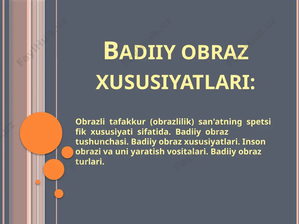 da, masalan, tarixchi olim qanday fikr yuritadi: «ikkinchi jahon urushi janggohlariga ...-, ...-yillarda tug'ilgan yigitlar to'la safarbar etildi. obrazli tafakkur va badiiy to’qima. epik, liri va dramatik obrazlar badiiy asarlarda voqelikni aks ettirish uch xil usul bilan amalga oshiriladi. bu usullar adabiyotning ko‘p asrlik taraqqiyoti davomida yuzaga kelgan va shaktlangan. mazkur usullar adabiyotning asosiy adabiy turlari bilan bog‘liq bo‘lib, epik, lirik va dramatik ko‘rinishlarga ega. dastlab kelib chiqqan epik tasvir usuli yozuvchiga nisbatan tashqi dunyo hisoblanuvchi borliqni aks ettirishdan iborat. lirik tasvir usuli voqealikdagi hodisalarta’sirida inson qalbida tug‘ilgan his-tuyg‘ular, o‘y-fikrlami o‘z tilidan ifodalash asosiga quriladi. dramatik tasvir usuli esa awalgi ikki xil usul imkoniyatlarini o‘zida jamlaydi va ko‘rsatiladigan voqealarda ishtirok etuvchi shaxslaming xatti-harakatlarini ham, nozik his-tuyg‘ularini ham, ular harakat qiladigan sharoitni ham o‘zaro uzviy bog‘liq holda, voqeaga aralashmay, yozuvchi ishtirokisiz aks ettirishga suyanadi. mazkur tasvir usullari adabiyot tarixida tasodifiy ravishda yuzaga kelgan emas. ularning vujudga kelishi inson hayotining qonuniyatlari, o‘ziga …