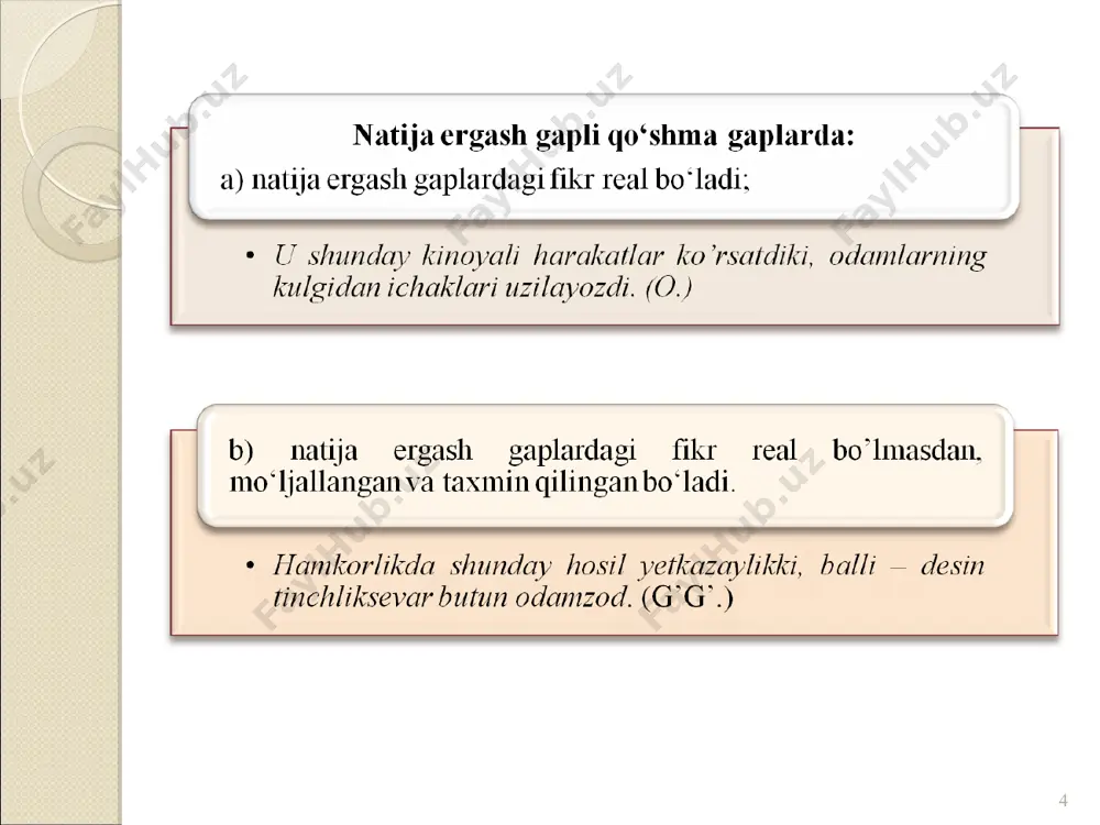 natija va to’siqsiz ergash gapli qo‘shma gaplar - Page 4