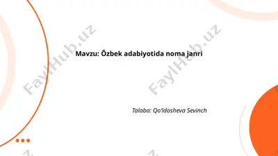 õzbek adabiyotida noma janri — PPTX