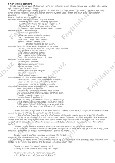 8-mart tadbirlar ssenariysi — DOCX