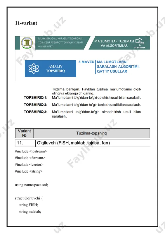 ma’lumotlar tuzilmasi va algoritmlar fanidan - Page 2