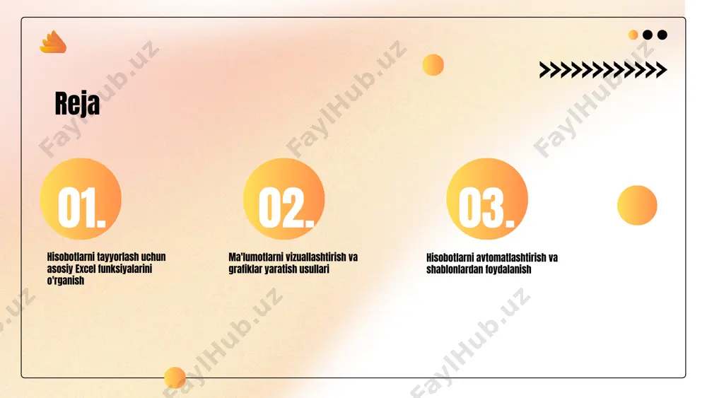 r yaratish uchun ma'lumotlar diapazonini tanlash va 'insert' menyusidan kerakli grafik turini tanlash kifoya. grafiklar avtomatik hosil bo'ladi. grafiklarni sozlash uchun ranglar, sathlar, yozuvlar va o'q formatlarini o'zgartirish mumkin. bu grafikalarni tushunarli va estetik qilish imkonini beradi. grafiklar yaratish jarayoni excelda grafik yaratish bosqichlarini tushunish muhim: ma'lumotlarni tanlash, grafik turini belgilash, sozlamalar va dizaynni moslashtirish. bu jarayon orqali ma'lumotlarni samarali va tushunarli tarzda taqdim etish mumkin. grafiklar yordamida ma'lumotlar kompleksligini kamaytirib, vizual anglashni oshiramiz, bu esa qaror qabul qilishda yordam beradi. photo by artistic frames on unsplash hisobotlarni avtomatlashtirishning afzalliklari avtomatlashtirish haqida qisqacha ma'lumot hisobotlarni avtomatlashtirish jarayoni excelda formulalar, shablonlar va makroslar yordamida amalga oshiriladi. bu usul ma'lumotlarni tez va aniq tayyorlash imkonini beradi. asosiy afzalliklar va misollar vaqtni tejash, xatolarni kamaytirish va samaradorlikni oshirish. masalan, shablonlar yordamida hisobotlar tez va oson tayyorlanadi, vaqt sezilarli darajada qisqaradi. shablonlardan foydalanish usullari excel shablonlari vaqtni tejash va dizayn standartlarini saqlashga yordam beradi. …
