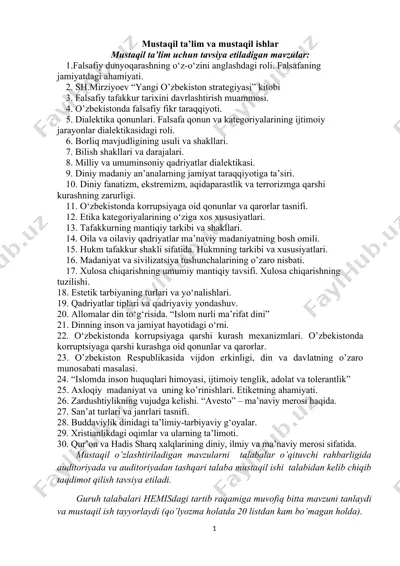 mustaqil ta’lim va mustaqil ishlar — DOCX