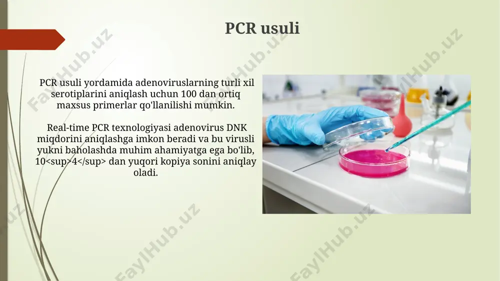 95% dan yuqori aniqlikka ega boʻlib, virus rnk miqdorini aniqlashga imkon beradi va diagnostika jarayonini tezlashtiradi. serologiya tekshiruvi, virusga qarshi antikorlarni aniqlash orqali, infeksiyaning oʻtkir yoki oʻtganligini koʻrsatadi va igm/igg nisbati kasallikning bosqichini aniqlashda muhim ahamiyatga ega. noroviruslarning patogenezi virus hujayralariga birikishdan so'ng, norovíruslar replikatsiya jarayonini boshlashadi va 12-48 soat ichida klinik belgilar namoyon bo'ladi, bu esa virusning yuqumliligi va tez tarqalishini ko'rsatadi. norovíruslarning patogenezi immunitet tizimining javobini bostirish va shilliq qavat hujayralarining shikastlanishi bilan tavsiflanadi, bu esa gastroenteritning ogʻirligini aniqlaydigan omil hisoblanadi. adenoviruslar adenoviruslarning 51 ga yaqin serotipi mavjud bo'lib, ular insonlarda turli xil kasalliklarni, jumladan, respirator infektsiyalarni, kon'yunktivitni va gastroenteritni keltirib chiqarishi mumkin. adenoviruslar ikki zanjirli dnk viruslari bo'lib, ularning genomida taxminan 35 kb uzunlikdagi genetik material mavjud. ushbu material virusning replikatsiyasi va patogenezini belgilaydi. boshqa diariya viruslarining patogenezi adenoviruslarning enterik serotiplari, 40 dan ortiq serotiplar bilan, ichak lümeniga kiradi va ichak shilliq qavatining yallig'lanishiga sabab bo'ladi, bu …