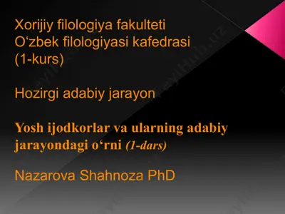 yoshijod korlar va ularning adabiy jaraigohi — PPTX