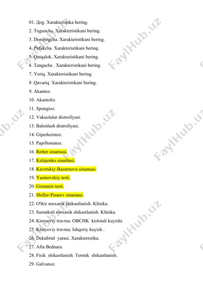 stomatologiya sinovlari va shikastlanishlar — DOCX