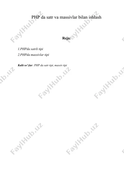 php dа sаtr vа mаssivlаr bilаn ishlаsh — DOC
