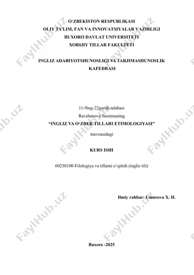 ingliz va o'zbek tillari etimologiyasi — DOCX