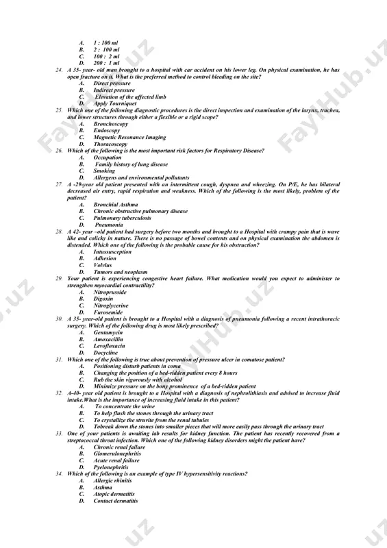 . c. reduced uric acid production or decreased uric acid excretion or both. d. idiopathic origins. 15. a twenty eight-year-old patient has recently been diagnosed with diabetes mellitus. after a week, the patient complains progressive rise in blood glucose from bed time to morning.which of the following characteristics of morning hyperglycemia is described? a. dawn phenomenon b. hypoglycemia c. insulin waning d. somogyieffect 16. a 25 year-old man with known type i dm is brought to a hospital. he is also a known hypertensive patient. his blood glucose level is 800 mg/dl, urine keton 3+, and pco2 is 10mmhg. which one of is the following fluid is most appropriate to be given to this patient? a. 0.45% sodium chloride solution b. 0.9% sodium chloride solution c. dns solution d. dextrose 5% solutionj 17. a 55 year-old woman brought to a hospital with a diagnosis of dehydration. after physical examination, what …