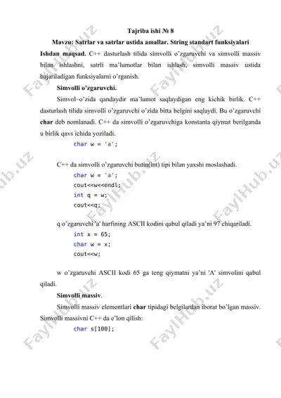 simvol va string ustida amallar — DOC