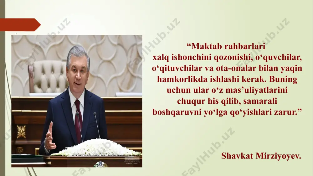 shqaruv, adolatli jamiyat g‘oyasi azaldan ijtimoiy tafakkurning diqqat markazida bo‘lgan. buyuk mutafakkir abu nasr forobiyning “fozil odamlar shahri” asarida jamiyatning kelib chiqishi, adolatli jamiyatga erishish yoʻllari, fozil shahar hokimi va aholisining fazilatlari, davlat hokimiyati va boshqaruvchi kadrlarni tanlash hamda ularni joy-joyiga qoʻyish kabi masalalar bayon etilgan. 2. bobomiz amir temurning “temur tuzuklari” asarida ham davlat boshqaruviga oid qarorlarni qabul qilish, siyosiy iroda, hokimiyatni adolatli taqsimlash, rahbarning ma’naviyati kabi masalalar ilmiy-falsafiy jihatdan bayon qilingan. 3. xorijda ham boshqaruv sohasiga oid turli tadqiqotlar va bir qancha adabiyotlar mavjud bo‘lib, ulardan biri jon maksvellning “liderlikning besh darajasi” asaridir. maksvellning soʻzlariga koʻra, samaradorlik liderlikning maqsadi emas. liderlikning asl maqsadi oʻzgarish va rivojlanishdir. adib asarda liderlikning beshta darajasi haqida tushuncha beradi. 4. shuningdek, otabek hasanovning “liderlar kitobi”da lider degani - avvalo o‘z ustida ishlaydigan va o‘zgalarga yordam qo‘lini cho‘zadigan inson ekanligi keltiriladi. mazkur asarda hayotga teran nazar bilan qarash, g‘oliblikka intilish, saodat va komillik uchun …