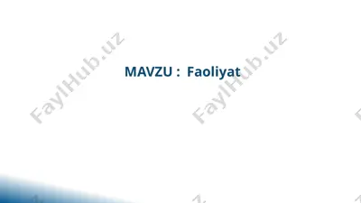 faoliyat — PPTX