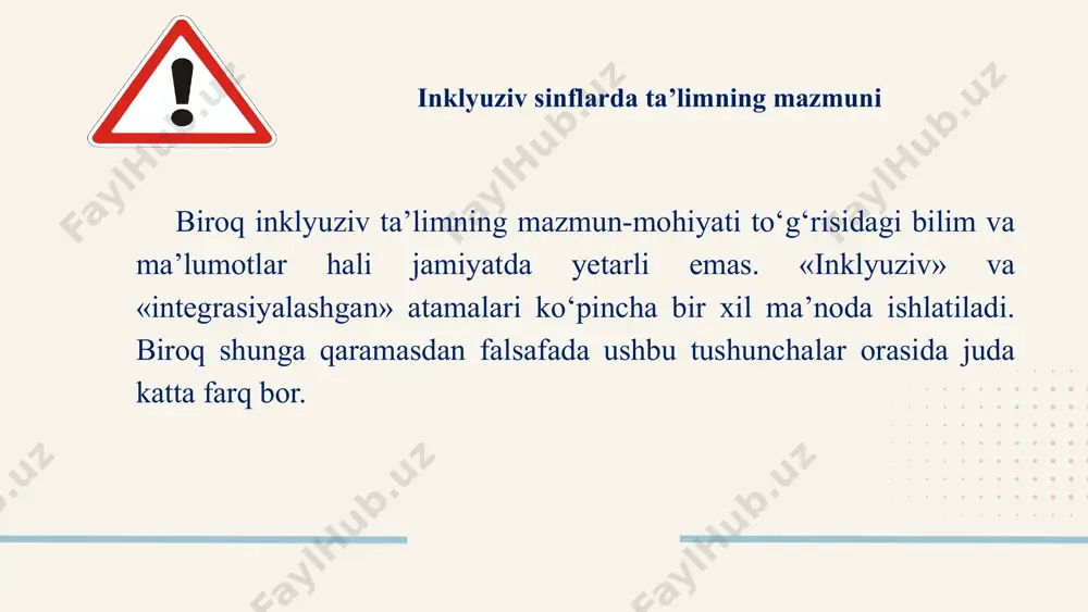 k etadi; ota-onalar va keng jamoatchilikka maslahat beradi. maktab psixologi: maktab psixologi inklyuziv sinfdagi har bir o‘quvchining psixologik-pedagogik tavsifi bilan tanishadi; ularning ruhiy, jismoniy holatidan kelib chiqqan holda bu bolalar bilan yakka va kichik guruhda psixologik moslashuv treninglarini olib boradi; inklyuziv sinf o‘quvchilari bilan yalpi psixologik o‘yinlar va mashg‘ulotlar olib boradi; sinfdagi ota-onalar bilan sinf jamoasida do‘stona munosabat muhitini shakllantirishda ota-onaning o‘z farzandi bilan olib borilishi zarur bo‘lgan ishlar yuzasidan maslahatlar odib boradi; o‘quvchilarni doimiy ravishda psixolog-pedagogik jihatdan o‘rganish va ularni tarbiyalash bo‘yicha ota-onalarga maslahatlar berish. o‘quvchilarning ruhiy asab holatini tekshiradi, zarurat bo‘lganda davolash muolajalarini tavsiya etadi; korreksion-pedagogik ta’lim jarayonida bolalar sog‘ligini nazorat qiladi hamda aqliy va jismoniy yuklamaning me’yorini belgilaydi; o‘quvchilarning somatik va ruhiy salomatligini saqlash yuzasidan ota-onalarga maslahat beradi va boshqa mutaxassislar bilan xamkorlikda ularni sog‘lomlashtirish ishlarini olib boradi. tibbiyot xodimi: maktabdagi inklyuziv sinfdagi alohida ehtiyojlari bo'lgan o‘quvchilarni alohida hisobga olgan holda o‘quvchilarga maxsus tibbiy yordam ko‘rsatiladi. o‘quvchilarning …