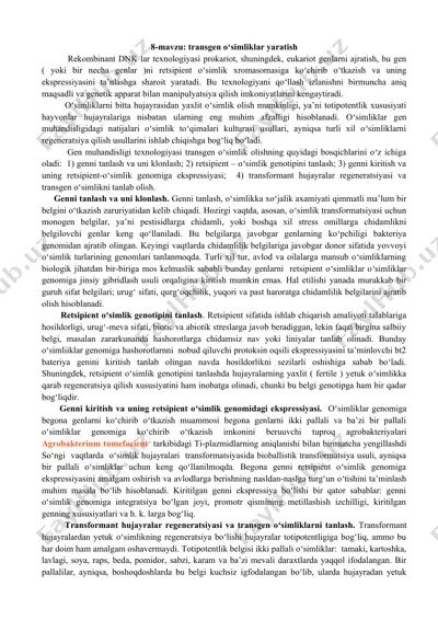 transgen o‘simliklar yaratish — DOCX