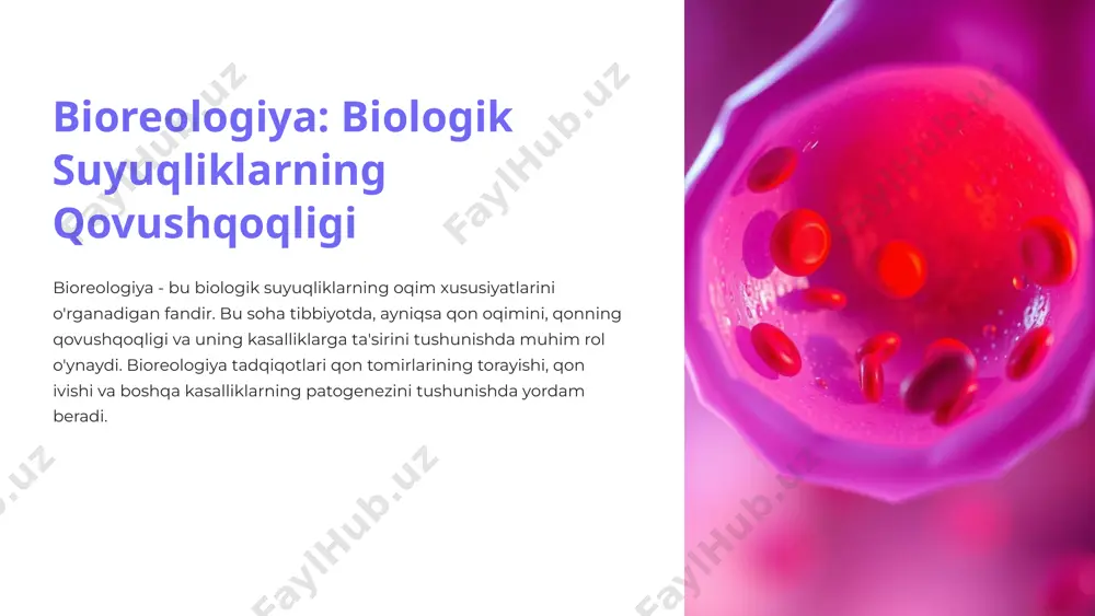 on oqimining sekinlashishiga olib kelishi mumkin. bu esa yurak xurujlari, insultlar va boshqa qon tomir kasalliklari xavfini oshirishi mumkin. qovushqoqlikning pasayishi qonning qovushqoqligi past bo'lsa, qon ivishi qiyinlashadi, bu esa qon ketishi xavfini oshirishi mumkin. biroq, past qovushqoqlik qon tomirlarining kengayishiga va qon oqimining yaxshilanishiga yordam berishi mumkin. 4 qovushqoqlikni o'lchash: vizkozimetriya qonning qovushqoqligini o'lchash uchun vizkozimetriya usuli qo'llaniladi. vizkozimetrlar qonning qovushqoqlik darajasini aniqlash uchun maxsus mo'ljallangan asboblardir. vizkozimetriya qonning qovushqoqligi bilan bog'liq muammolarni aniqlashda va tegishli davolashni tanlashda muhim rol o'ynaydi. kapillyar vizkozimetrlari bu vizkozimetrlar qonning qovushqoqligini kapillyar naycha orqali oqish tezligiga asoslanib o'lchaydilar. aylanma vizkozimetrlari bu vizkozimetrlar qonni aylantirib, uning qovushqoqligi qarshilik darajasini o'lchaydilar. 5 qovushqoqlik va kasalliklar qonning qovushqoqligi bir qator kasalliklar, jumladan, yurak xurujlari, insultlar, tromboz, anemiya va qon quyqasi bilan bog'liq. qonning qovushqoqligi yuqori bo'lsa, qon tomirlarining torayishi, tromblarning paydo bo'lishi va qon oqimining sekinlashishiga olib kelishi mumkin. 1 yurak xurujlari yuqori qovushqoqlik qon tomirlarining …