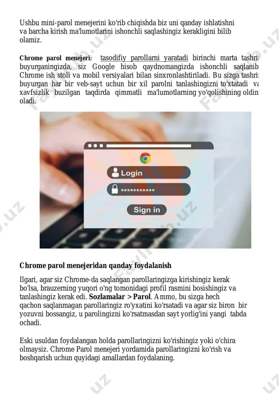 yapsiz, lekin ular zaif, qayta ishlatilgan yoki buzilganligini bizga aytib beradi. yangi oynada ni bosing ko'z parolni ko'rish uchun belgisini bosing. agar siz paroldan nusxa olmoqchi bo'lsangiz, ni bosing nusxa ko'chirish belgisini bosing va agar siz uni olib tashlamoqchi yoki yo'q qilmoqchi bo'lsangiz, cherting o'chirish. parol menejeriga qaytish uchun orqaga cherting. yoqish yoki o'chirish uchun saqlash taklif qiling va avtomatik kirish xususiyatlari, ni bosing gear belgisini oching options oyna. xususiyatlarni yoqish yoki o'chirish uchun slayderni yoqish yoki o'chirish uchun ikkita variantni bosing. eslatma: agar siz parollarni saqlash xususiyatini yoqsangiz, u sizning ismingiz va parollaringizni eslab qoladi, shuning uchun veb-saytdagi kirish tugmasini bosish kerak va u avtomatik ravishda tizimga kiradi. ammo, agar siz uni o'chirib qo'ysangiz, endi boshqa parol menejeridan foydalanish shart emas. avtomatik kirishni o‘chirib qo‘yish chrome avtomatik ravishda tashrif buyurgan veb-saytlarga kirmaydi degan ma'noni anglatadi. parol kuchliligini tekshiring chrome parol menejeri sifatida tanilgan ichki vosita mavjud parolni tekshirish, bu …