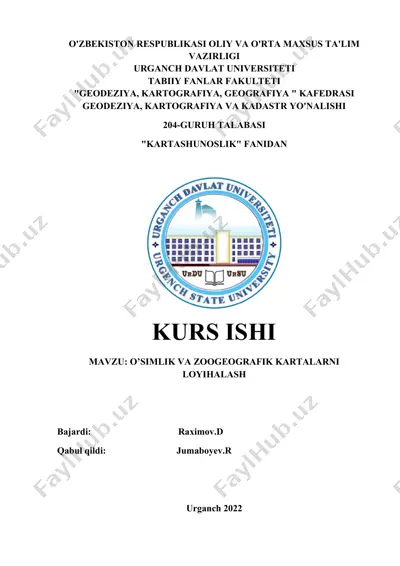 o’simlik va zoogeografik kartalarni loyihalash — DOCX