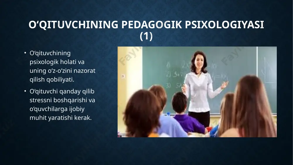 gogik muomala va shaxslararo munosabatlar pedagogik jarayonda o‘qituvchi va o‘quvchi o‘rtasidagi shaxsiy munosabatlar. o‘qituvchi o‘quvchilarga qanday munosabatda bo‘lishi va ularning ehtiyojlarini qondirish. pedagogik muomala va shaxslararo munosabatlar ijtimoiy motivatsiya va emotsional qo‘llab-quvvatlash. ijtimoiy motivatsiya va emotsional qo‘llab-quvvatlash o‘quvchilarning o‘qishga bo‘lgan qiziqishini oshirishda va ularning muvaffaqiyatlariga erishishida muhim omillardir. ijtimoiy motivatsiya: ijtimoiy motivatsiya o‘quvchilarni ijtimoiy o‘zaro aloqalar, guruhda ishlash va boshqalar bilan raqobat qilish orqali rag‘batlantiradi. bu o‘quvchilarga o‘z bilimlarini boshqalar bilan bo‘lishish va jamoadagi muvaffaqiyatlariga erishishga ilhom beradi. o‘rganishdagi muvaffaqiyatlar va tan olish: o‘quvchilar o‘z guruhidagi muvaffaqiyatlari va o‘zaro yordam orqali motivatsiya olishadi. boshqalar tomonidan qadrlanish va e’tirof etilish ularning o‘qishga bo‘lgan qiziqishini oshiradi. jamoaviy ish va kooperatsiya: ijtimoiy o‘zaro aloqalar (guruh ishlari, muhokamalar) o‘quvchilarda bir-biriga yordam berish va o‘zaro mas'uliyatni his qilish motivatsiyasini kuchaytiradi. muomala va o‘qituvchining etikasi o‘qituvchining etik mas'uliyati va o‘quvchilarga bo‘lgan munosabati. muomala va o‘qituvchining etikasi ta’lim jarayonida o‘qituvchilarning o‘quvchilar bilan qanday aloqada bo‘lishini belgilovchi muhim …