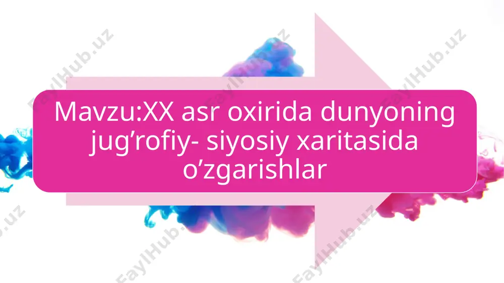 sifat jihatidan yangi o'zgarishlarga bog'lash mumkin, bu davr butun jahon hamjamiyatining ijtimoiy-iqtisodiy va ijtimoiy-siyosiy hayotiga katta ta'sir ko'rsatdi. keyinchalik sobiq ittifoq respublikalarining aksariyati (uchta shtatdan tashqari) mustaqil davlatlar hamdo'stligi tarkibiga kirdi (). mamlakatlarda qayta qurish jarayonlari sharqiy evropadan asosan tinch ("baxmal") 1989-90 yillardagi xalq demokratik inqiloblarini amalga oshirishga olib keldi. bu mintaqa mamlakatlarida. sobiq sotsialistik davlatlarda ijtimoiy-iqtisodiy formatsiyada o'zgarishlar yuz berdi. bu davlatlar bozor konvertatsiyasi ("rejadan bozorga") yo'lini boshladilar. 1990 yil oktyabr oyida gdr va germaniyaning ikkita germaniya davlati birlashdi. boshqa tomondan, chexoslovakiyaning sobiq federal respublikasi ikkita mustaqil davlatga bo'lindi - va (1993).sfry qulab tushdi. respublikalarning, yugoslaviya federativ respublikasining (kosovo avtonom viloyati tarkibida) mustaqilligi e'lon qilindi. bu eng keskin siyosiy inqiroz sobiq federatsiya ichiga quyiladi fuqarolar urushi va millatlararo nizolar bugungi kungacha davom etmoqda. 90 -yillarning oxirida mamlakatlar fryga qarshi harbiy tajovuzni amalga oshirdilar, natijada kosovo amalda undan ajralib chiqdi.dunyoda dekolonizatsiya jarayoni davom etdi. mustaqillik qo'lga kiritildi - afrikadagi oxirgi …