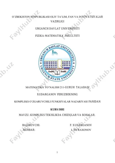 kompleks tekislikda chiziqlar va sohalar kurs ishi — PDF