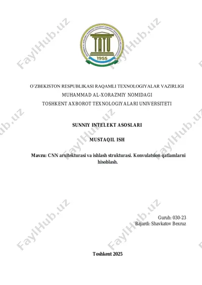 sunniy intelekt asoslari mustaqil ish — PDF