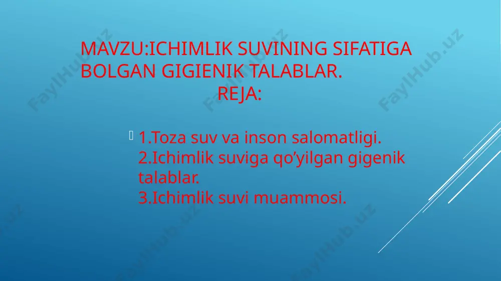 lik suvi, u filtrlanadi, yumshatiladi, undan temir va qoldiq xlor chiqariladi, keyin u zararsizlantiriladi va foydali elementlar qo'shiladi. eng yuqori toifasi - biologik va kimyoviy ifloslanishdan ishonchli himoyalangan er osti, afzal buloq yoki artezian manbalaridan ishlab chiqariladigan maqbul sifatli suv. yuqori toifadagi suvga suvning tozaligi va tarkibiga nisbatan qat'iy talablar qo'yiladi. birinchisiga nisbatan yuqori toifadagi suvga 4 marta kam nitrat, 100 baravar kam nitrit, 10 baravar kam natriy va kumush va 5 baravar kam neft mahsulotlari kiradi. shuningdek, ba'zi moddalar, masalan, kaltsiy va magniy, suvda ideal darajada muvozanatli bo'lishi kerak. saqlash va sotib olish qoidalari. shishaga qo'yilgan suv hamma bilan bir xil mahsulot bo'lib, uning yaroqlilik muddati bor va uni muayyan sharoitlarda saqlash kerak (yorliqda ko'rsatilgan). shishaga solingan ichimlik suvining yaroqlilik muddati olti oydan 1 yilgacha, noyob suv turlari 2 yil saqlash muddatiga ega. bunga saqlash sharoitlari ta'sir qiladi. ishlab chiqaruvchilar ichimlik suvi idishlarini yaxshi havalandırılan va quyoshdan himoyalangan xonada …