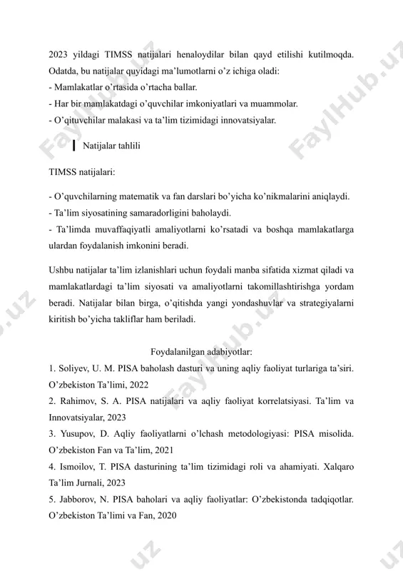 timss xalqaro baholash dasturida aqliy faoliyat turlari haqida ma’lumot - Page 5
