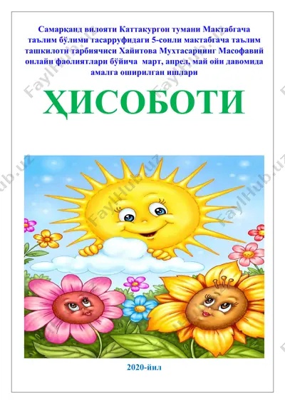 maktabgacha ta'lim bo'yicha onlayn faoliyatlar haqida hisobot — DOCX