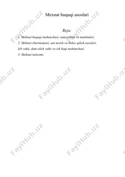 mеhnat huquqi asoslari — DOC