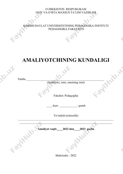 amaliyotchining kundaligi — DOCX