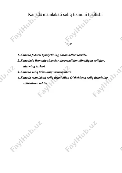 kanada mamlakati soliq tizimini tuzilishi — DOC