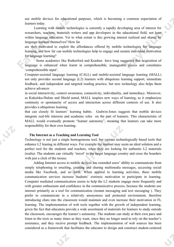 tence (being aware of what tools are good for) and finally developing rhetorical competence (understanding how these tools could help transform the learning environment, how their effective use could be applied to learning foreign languages). it creates opportunities for learners to develop their “cognitive, critical thinking, information reasoning and communication skills” 5. careful planning and adequate topic choice can help learners to “explore education beyond classrooms by providing access to a wide range of resources and information, promoting scientific inquiry and discovery, and allowing students to communicate with experts” 6. the students see the real application of their knowledge, which they can also integrate into everyday life tasks using their creativity, which in turn supports them in building self-confidence. we should keep in mind that the teachers’ approach to teaching also needs to be modified from the role of knowledge transmitters and experts in a particular subject to mentors and …