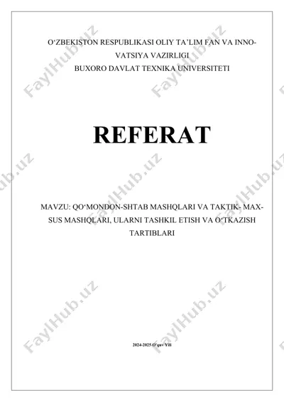 qo‘mondon-shtab mashqlari va taktik-maxsus mashqlar — DOCX