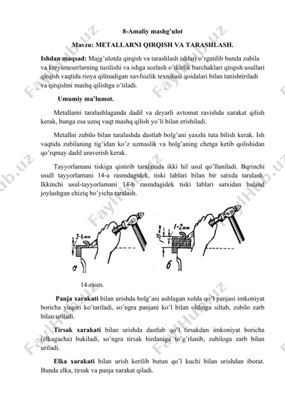 metallarni qirqish va tarashlash — DOCX