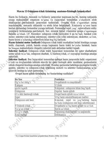 oshqozon-ichak tizimi — PDF