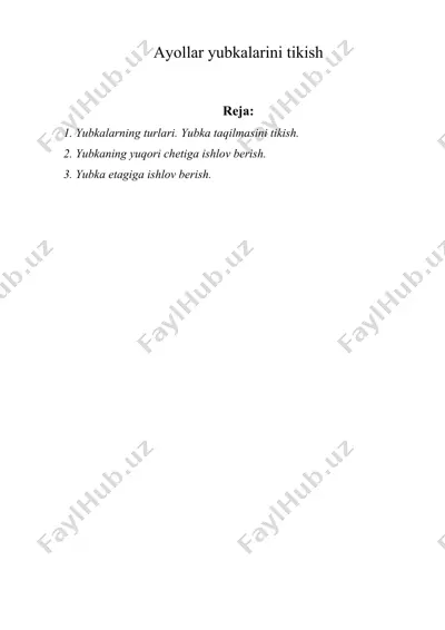 ayollar yubkalarini tikish — DOC
