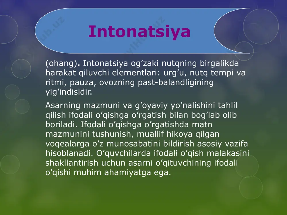 gatish murakkab jarayon. ana shunday muhim va murakkab vazifani hal etish uchun o'qituvchi ta'lim metodlarini to'g'ri va o'rinli qo'llash, darsning har bir minutidan unumli foydalanishi va darsda o'quvchilarning tayyorgarlik darajalari hamda o'zlashtiruvchanlik qobiliyatlariga muvofiq ish olib borishi lozim. savod o'rgatishning alifbe davridagi o'qish darslarida quyidagi vazifalar o'qituvchi tomonidan bajartiriladi: -- o'quvchilarning nutq, gap, so'z, bo'g'in, tovush haqidagi tushunchalarini to'g'ri shakllantirish ; -- unli va undosh tovushlarni va harfni farqlash; -- bir bo'g'inli so'zlarni butunicha va ko'p bo'g'inli so'zlarni qismlarga bo'lib o'qishni o'stirish; -- so'zi tushurilib berilgan gaplarni to'ldirib o'qishga o'rgatish; -- syujetli rasmlar asosida to'rt- besh gapli hikoyachalar tuzish va uni gapirib berishga odatlanish; foydalanilgan adabiyotlar. 1. umumiy o’rta ta’limning dts o’quv dasturi. 2. q. abdullayeva va boshqalar. “savod o’rgatish metodikasi”. “o’qituvchi” 1996 3. t. jabborova. x. g’ulomova. g. eshturdiyeva. 1-sinfda savod darslari. 4. birinchi sinf uchun dasturlar. “o’qituvchi” 1996 5. boshlang’ich ta’lim jurnallari. ; /docprops/thumbnail.jpeg