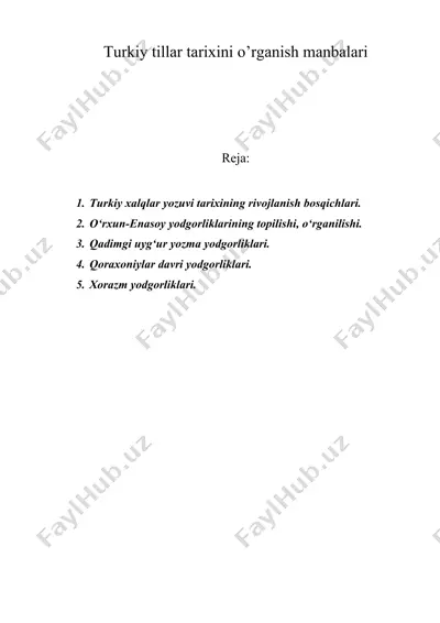 turkiy tillar tarixini o’rganish manbalari — DOC
